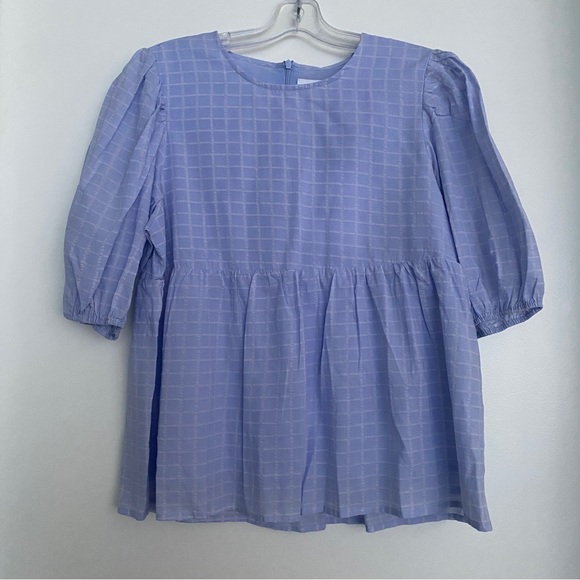 BNWT. Blue Puff sleeve blouse. Size 38 - Picture 1 of 4